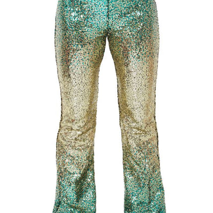 Di Bartelomeo Flared Broek Pailletten Groen Goud