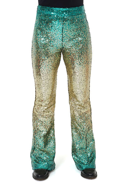 Di Bartelomeo Flared Broek Pailletten Groen Goud