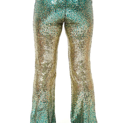 Di Bartelomeo Flared Broek Pailletten Groen Goud