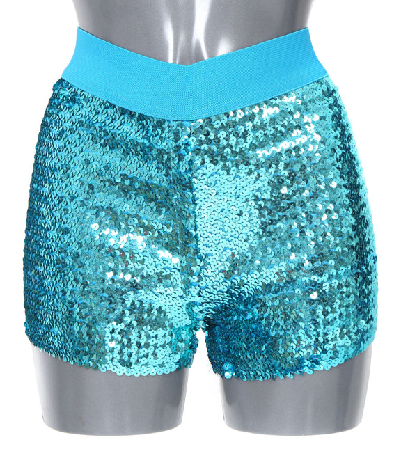 Di Bartelomeo Hotpants Pailletten Turquoise