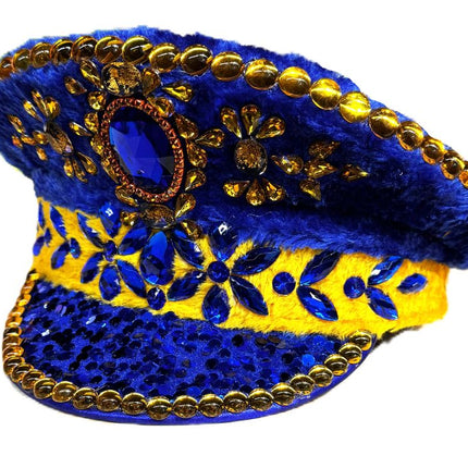 Di Bartelomeo Kapiteinspet Luxe Bont Geel Blauw