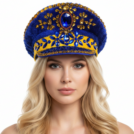 Di Bartelomeo Kapiteinspet Luxe Bont Geel Blauw
