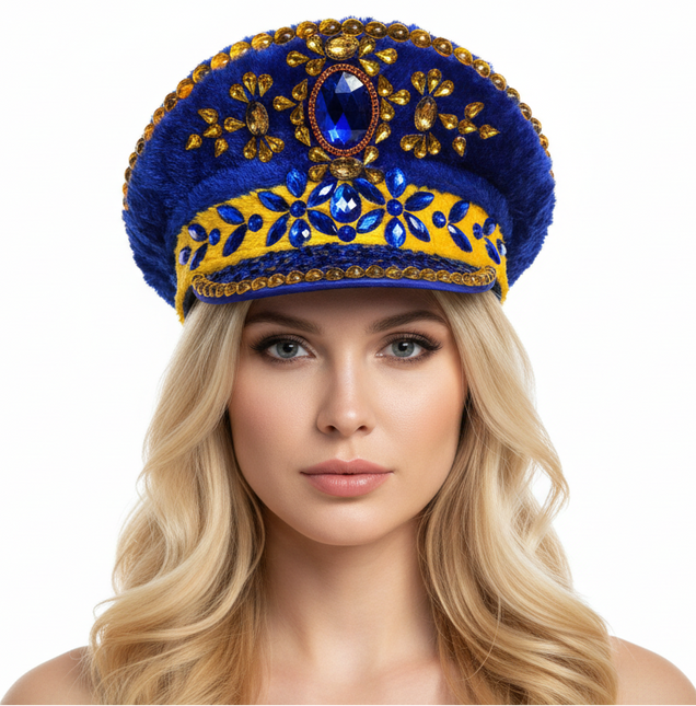 Di Bartelomeo Kapiteinspet Luxe Bont Geel Blauw