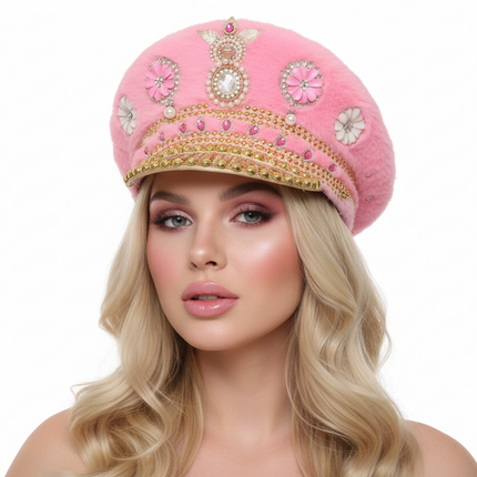 Di Bartelomeo Kapiteinspet Luxe Licht roze met bont