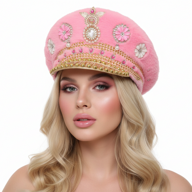 Di Bartelomeo Kapiteinspet Luxe Licht roze met bont