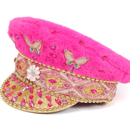 Di Bartelomeo Kapiteinspet Luxe Roze met bont