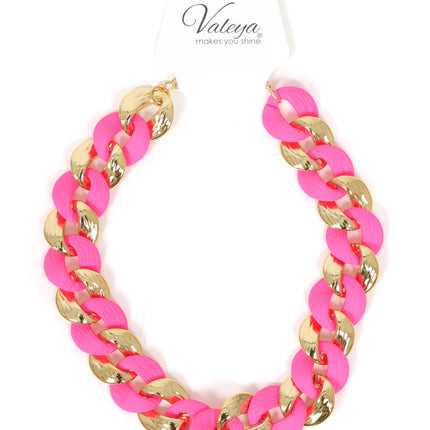 Di Bartelomeo Ketting fuchsia goud schakels