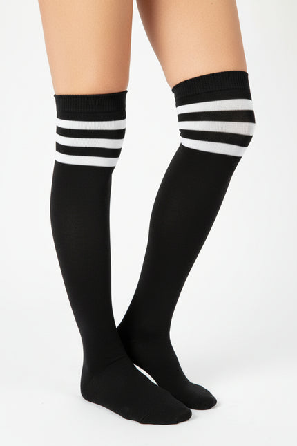 Di Bartelomeo Kniekousen zwart met witte strepen
