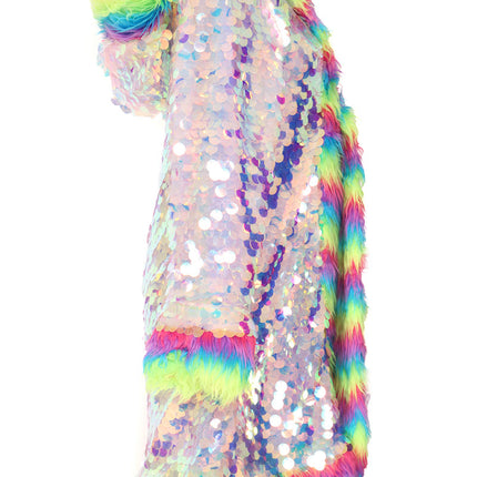 Di Bartelomeo Lange Pailletten Jas Multicolour Met Bont
