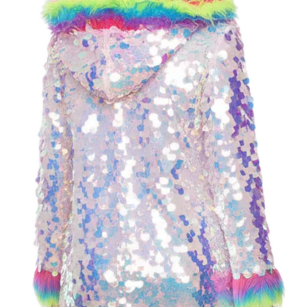 Di Bartelomeo Lange Pailletten Jas Multicolour Met Bont