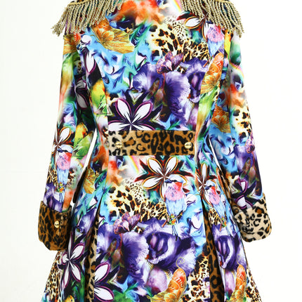 Di Bartelomeo Lange Panter en vogels jas dames