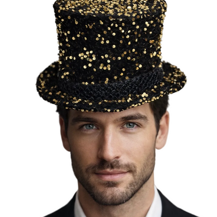 Di Bartelomeo Luxe Hoge Hoed Pailletten Goud