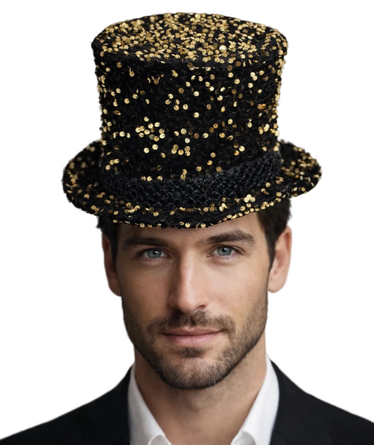 Di Bartelomeo Luxe Hoge Hoed Pailletten Goud
