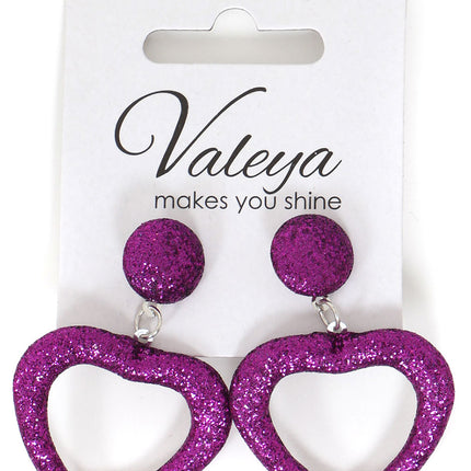 Di Bartelomeo Oorbellen Glitter Hart Paars
