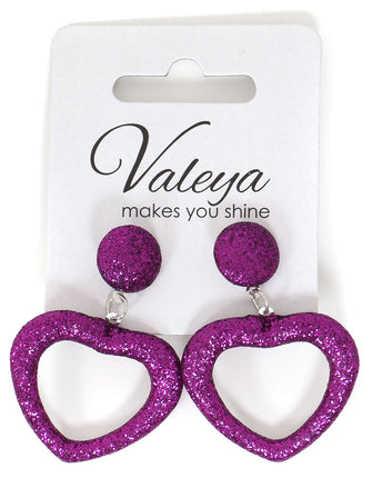 Di Bartelomeo Oorbellen Glitter Hart Paars