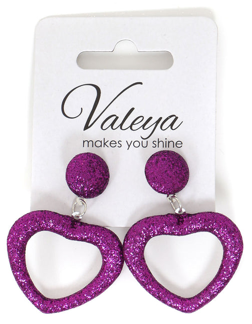 Di Bartelomeo Oorbellen Glitter Hart Paars