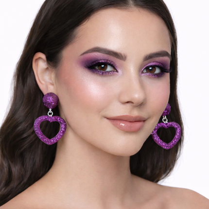 Di Bartelomeo Oorbellen Glitter Hart Paars