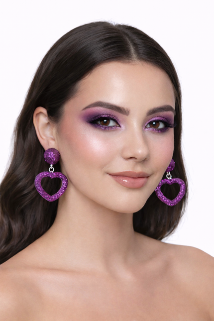 Di Bartelomeo Oorbellen Glitter Hart Paars
