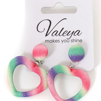 Di Bartelomeo Oorbellen Glitter Hart Regenboog