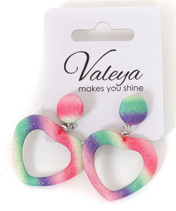 Di Bartelomeo Oorbellen Glitter Hart Regenboog