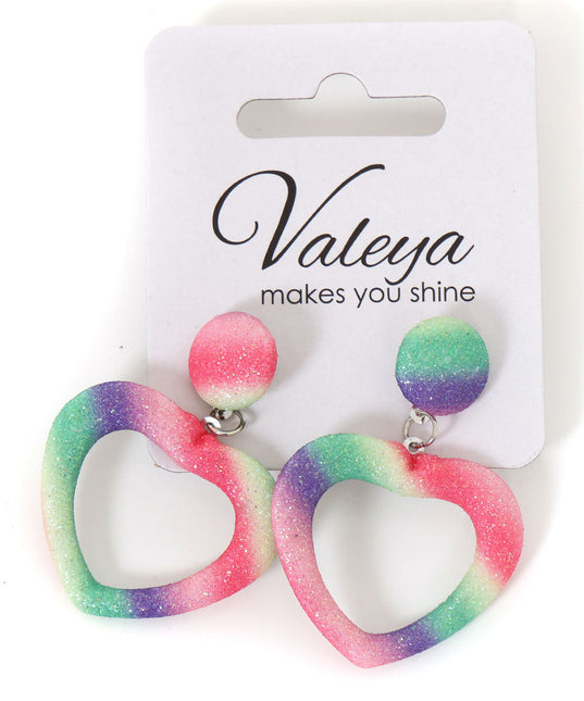Di Bartelomeo Oorbellen Glitter Hart Regenboog