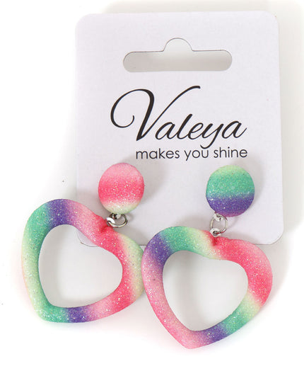 Di Bartelomeo Oorbellen Glitter Hart Regenboog
