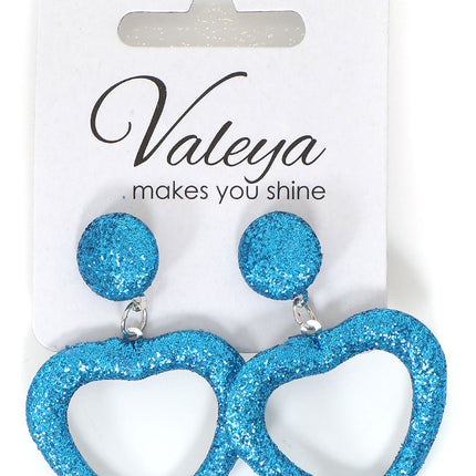 Di Bartelomeo Oorbellen Glitter Hart Turquoise
