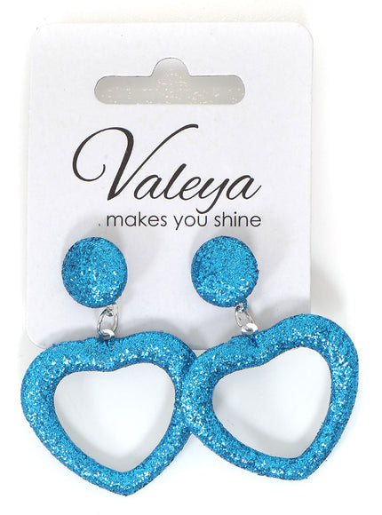 Di Bartelomeo Oorbellen Glitter Hart Turquoise