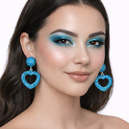 Di Bartelomeo Oorbellen Glitter Hart Turquoise