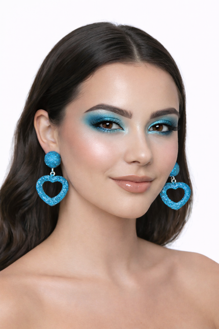 Di Bartelomeo Oorbellen Glitter Hart Turquoise