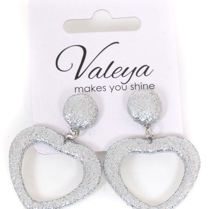 Di Bartelomeo Oorbellen Glitter Hart Zilver