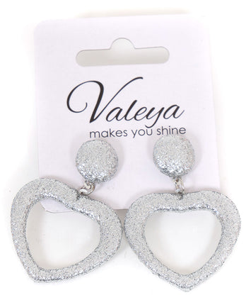 Di Bartelomeo Oorbellen Glitter Hart Zilver