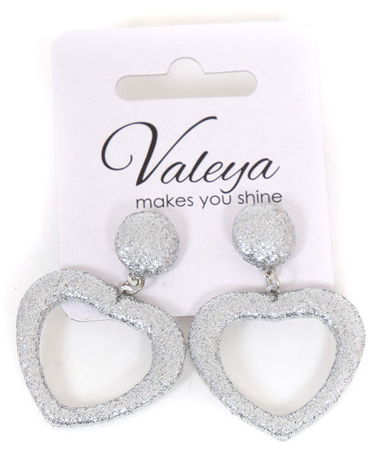 Di Bartelomeo Oorbellen Glitter Hart Zilver