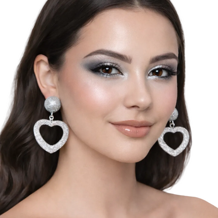 Di Bartelomeo Oorbellen Glitter Hart Zilver