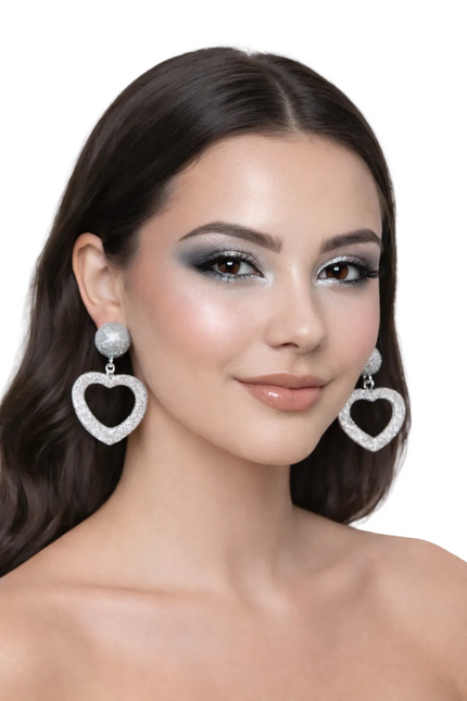 Di Bartelomeo Oorbellen Glitter Hart Zilver