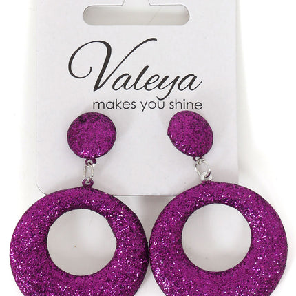 Di Bartelomeo Oorbellen Glitter Rond Paars