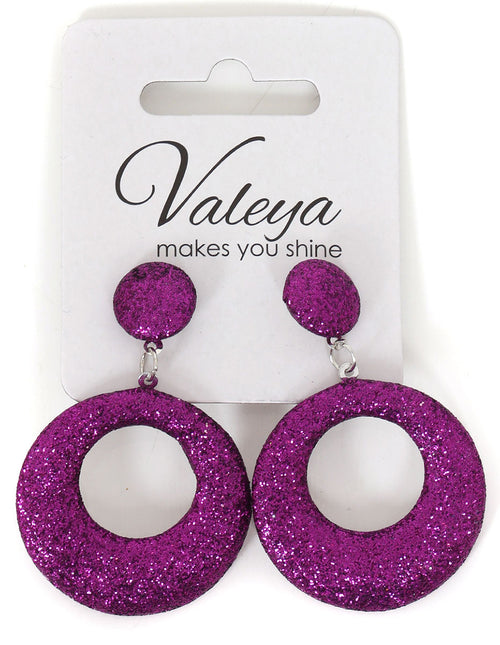 Di Bartelomeo Oorbellen Glitter Rond Paars