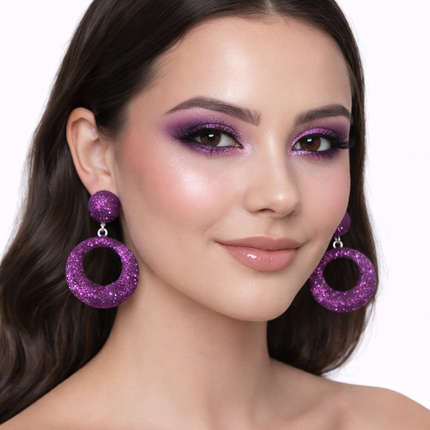 Di Bartelomeo Oorbellen Glitter Rond Paars