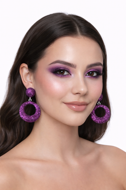 Di Bartelomeo Oorbellen Glitter Rond Paars