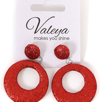 Di Bartelomeo Oorbellen Glitter Rond Rood