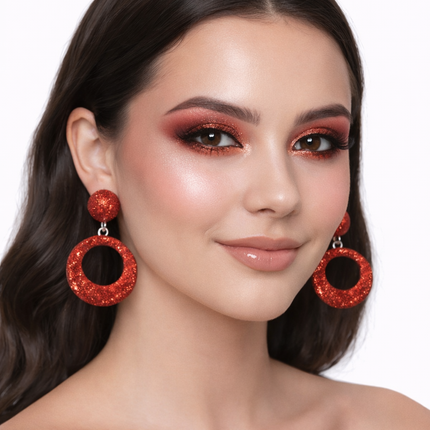Di Bartelomeo Oorbellen Glitter Rond Rood