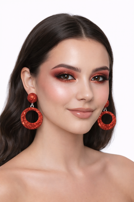 Di Bartelomeo Oorbellen Glitter Rond Rood