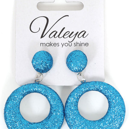 Di Bartelomeo Oorbellen Glitter Rond Turquoise