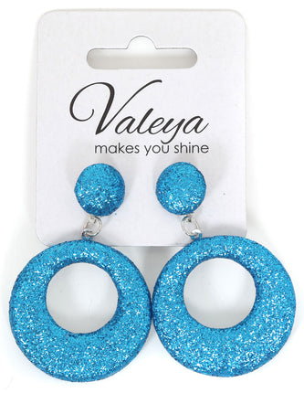 Di Bartelomeo Oorbellen Glitter Rond Turquoise