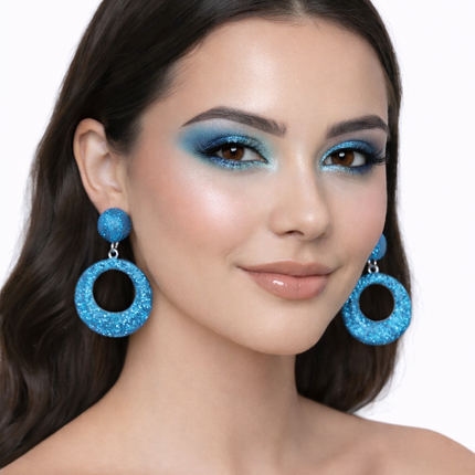 Di Bartelomeo Oorbellen Glitter Rond Turquoise