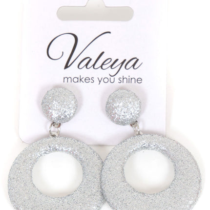 Di Bartelomeo Oorbellen Glitter Rond Zilver