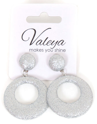 Di Bartelomeo Oorbellen Glitter Rond Zilver