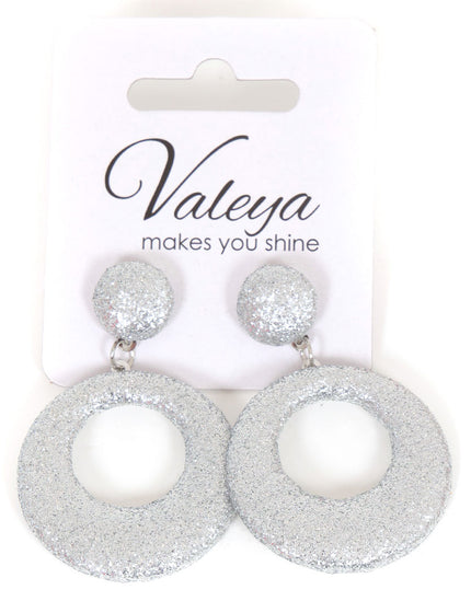 Di Bartelomeo Oorbellen Glitter Rond Zilver
