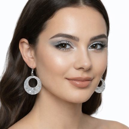 Di Bartelomeo Oorbellen Glitter Rond Zilver