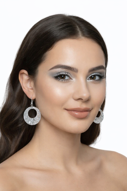 Di Bartelomeo Oorbellen Glitter Rond Zilver